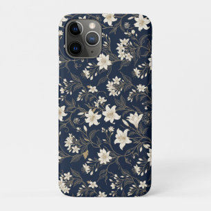 Case-Mate iPhone Case Élégant bleu marine et floral lily doré