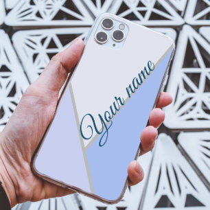 Case-Mate iPhone Case Elégant bloc couleur bleu monochrome Nom personnal