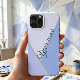 Coque Pour iPhone 16 Élégant bloc de couleur monochrome bleu Nom person