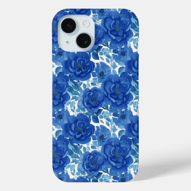 Coques Case-Mate iPhone Elegant Blue Floral iPhone Case (Verso)