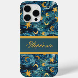 Coque Case-Mate iPhone Élégant Blue Gold moderne Nom personnalisé