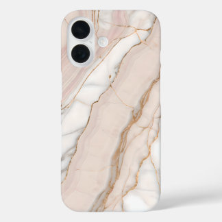 Coque Pour iPhone 16 Elegant Blush Rose Gold Marble