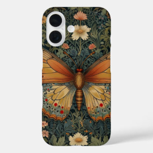 Coque Pour iPhone 16 Élégant boho rétro papillon botanique verdure
