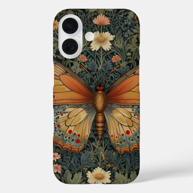 Coques Case-Mate iPhone Élégant boho rétro papillon botanique verdure (Verso)