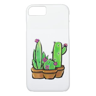 Coque iPhone 7 Elégant boho rose fleurs cactus succulents