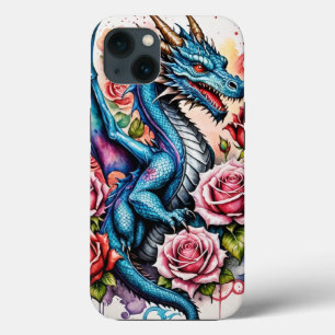 Case-Mate iPhone Case Élégant boîtier de téléphone Dragon Bleu avec Rose