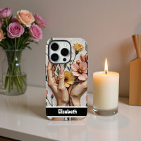 Élégant Boîtier Téléphonique Avec Mains Florales