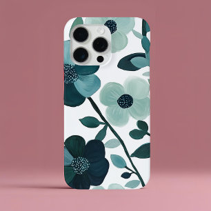 Coque Case-Mate iPhone Élégant Botanique Florale Aqua Bleu