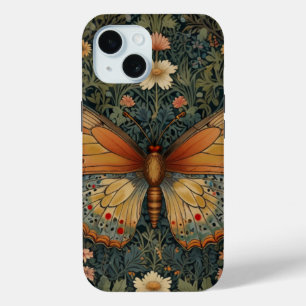 Coque Case-Mate iPhone Élégant buho rétro papillon botanique verdure