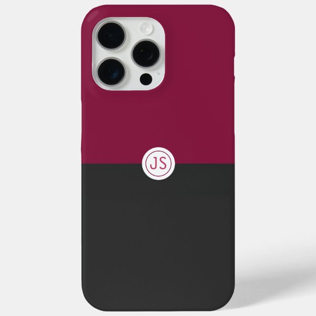 Coques Case-Mate iPhone Elegant Burgundy and Black Monogram (Verso)