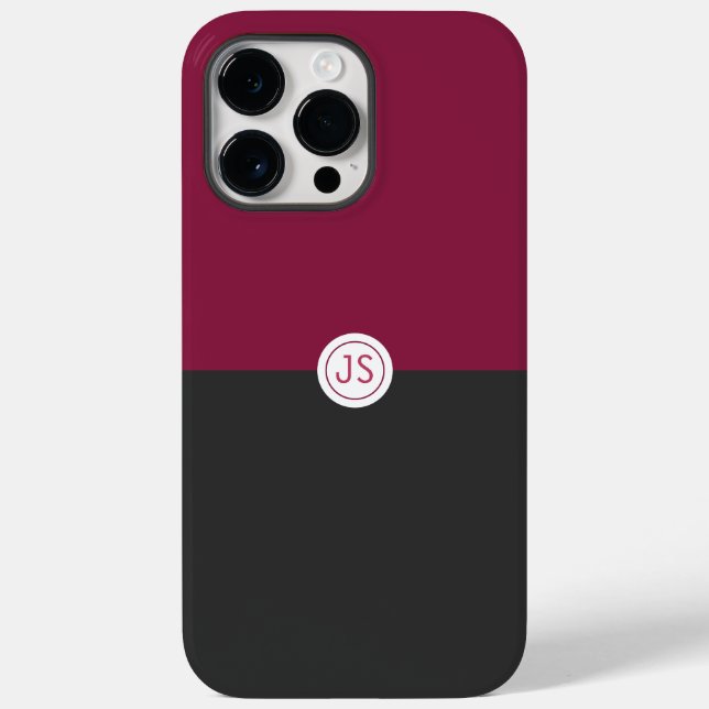 Coques Case-Mate iPhone Elegant Burgundy and Black Monogram (Verso)