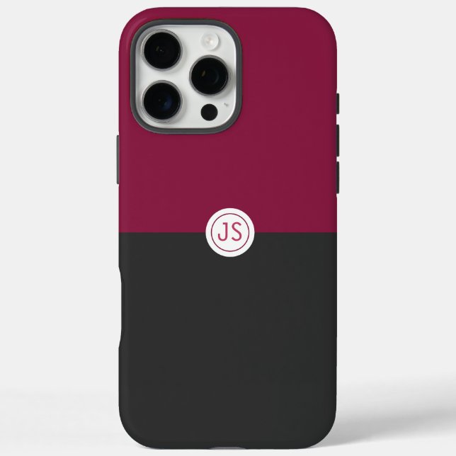 Coques Case-Mate iPhone Elegant Burgundy and Black Monogram (Verso)