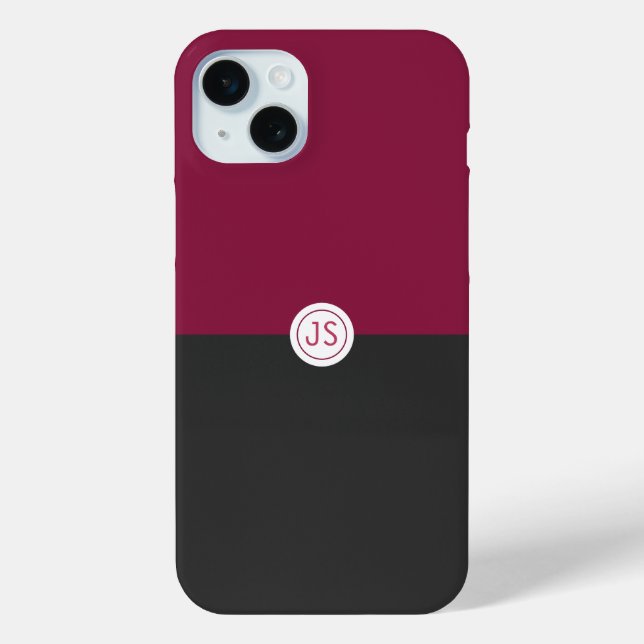 Coques Case-Mate iPhone Elegant Burgundy and Black Monogram (Verso)