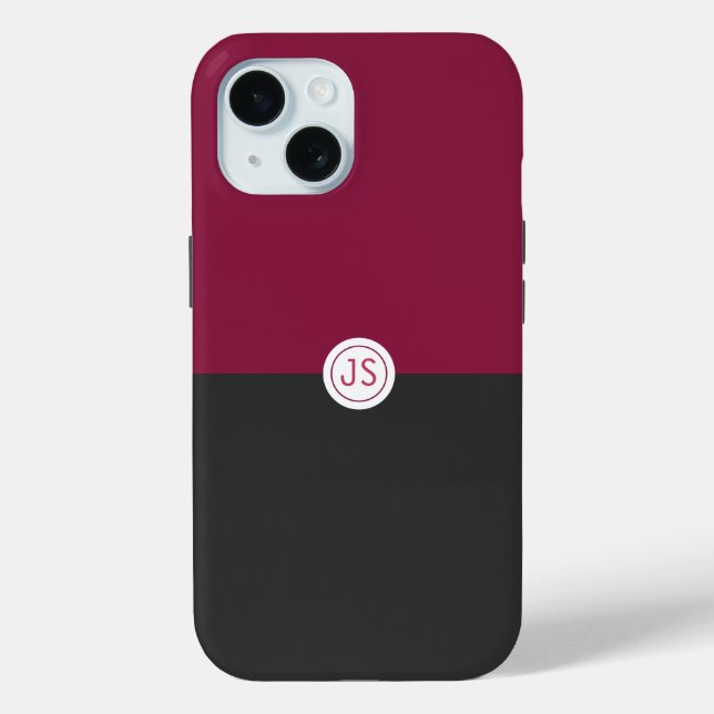Coques Case-Mate iPhone Elegant Burgundy and Black Monogram (Verso)