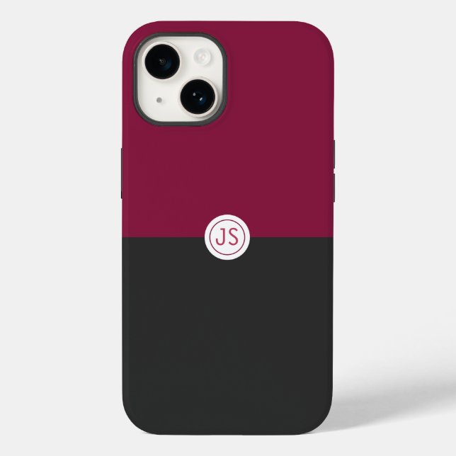 Coques Case-Mate iPhone Elegant Burgundy and Black Monogram (Verso)