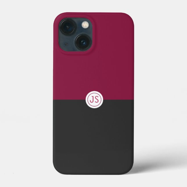 Coques Case-Mate iPhone Elegant Burgundy and Black Monogram (Verso)