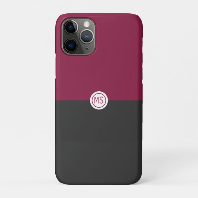 Coques Case-Mate iPhone Elegant Burgundy and Black Monogram (Dos)