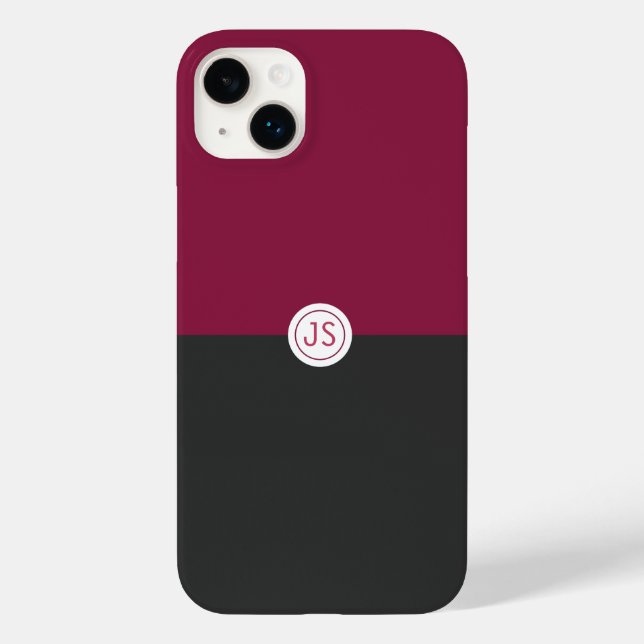 Coques Case-Mate iPhone Elegant Burgundy and Black Monogram (Verso)