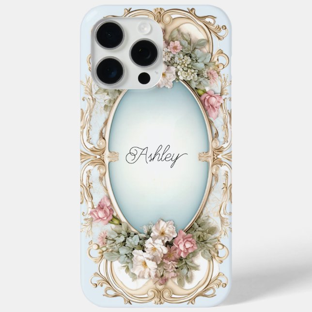 Coques Case-Mate iPhone Elégant cadre de Filigree Or Fleurs Victoriennes (Verso)