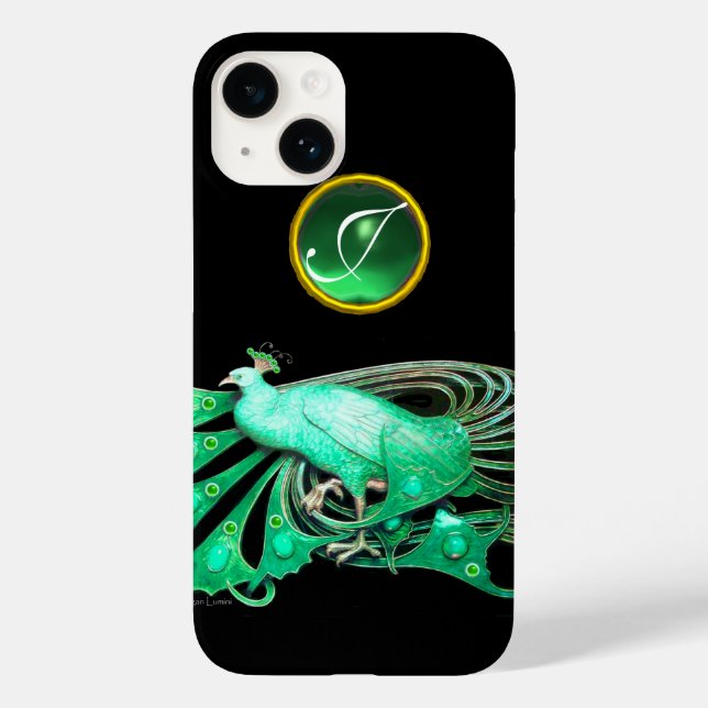 COQUES Case-Mate iPhone ÉLÉGANT CAPILLON EN VERT, MONOGRAMME DE JADE (Verso)