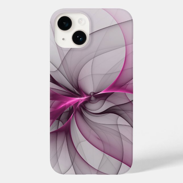 Coques Case-Mate iPhone Élégant Chaos Moderne Art Fractal Abstrait Rose (Verso)