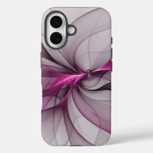 Coque Pour iPhone 16 Élégant Chaos Moderne Art Fractal Abstrait Rose