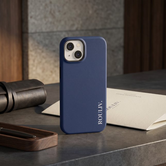 Coques Case-Mate iPhone Élégant Charbon Marine Minimaliste ROULIV (Elegant Charcoal Navy Minimalist ROULIV Case-Mate iPhone Case)