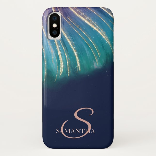 Coques Case-Mate iPhone Élégant Chic Abstrait, Bleu Nuit (Dos)
