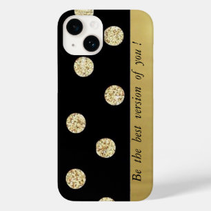 Coque Case-Mate iPhone Elégant Chic Black Gold Dots-Motivational Message