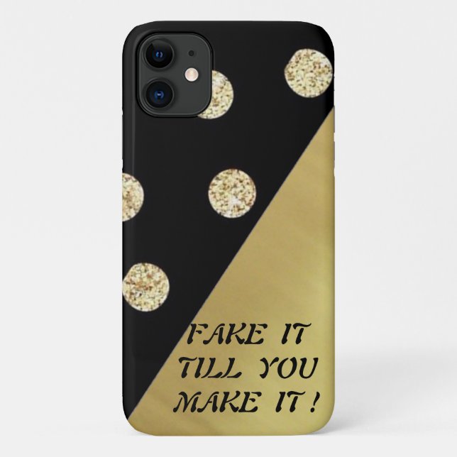 Coques Case-Mate iPhone Élégant Chic Points Noirs Or - Message Motivationn (Dos)