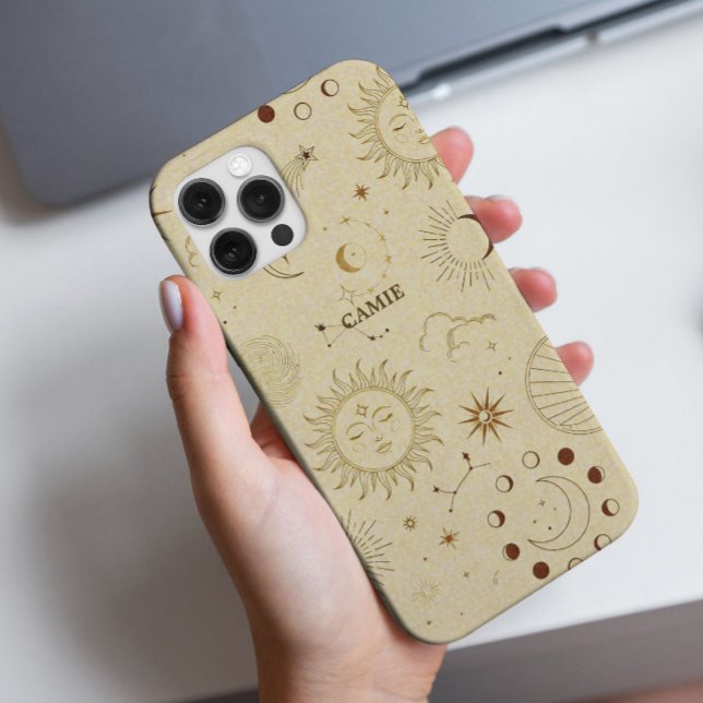 Coques Case-Mate iPhone Elégant Chic tendance Golden Celestial Zodiac (Get an elegant, chic and fashionable Golden Celestial Astrological Zodiac on personalized phone case)