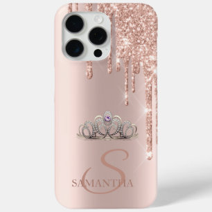 Coque Case-Mate iPhone Elégant chic Tiara Rose Parties scintillant or Dri