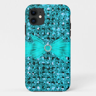 Coque Case-Mate iPhone Élégant Classe Bleu sarcelle argent Paillettes Loo