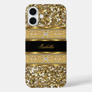 Coques iPhone 16 Plus Élégant Classe Or Diamant Paillettes