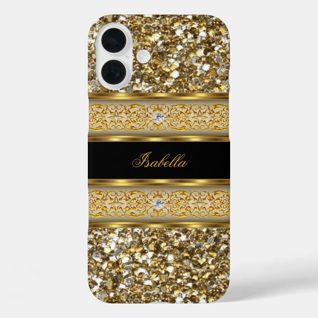 Coques Case-Mate iPhone Élégant Classe Or Diamant Paillettes (Verso)