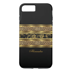 Coques Pour iPhone Élégant Classe Or Noir Léopard Floral