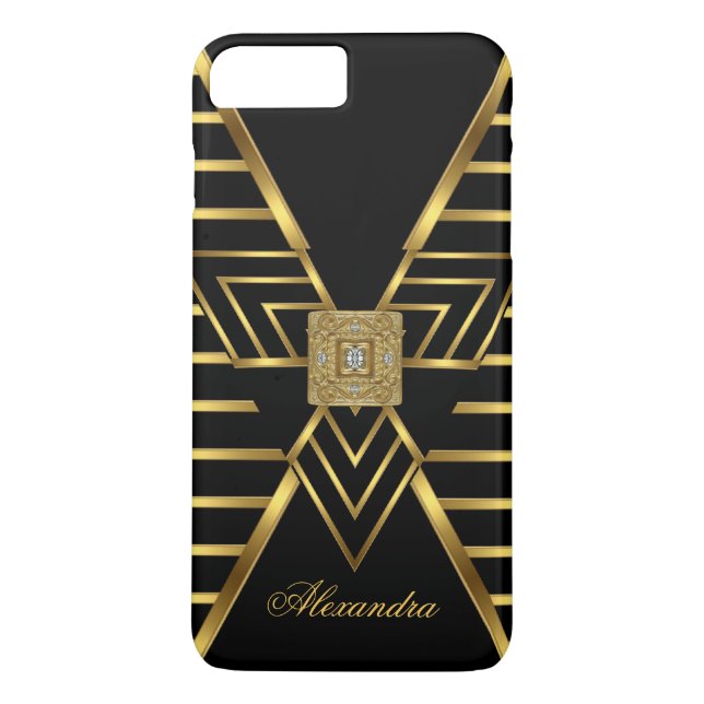 Coques Case-Mate iPhone Élégant Classe Or Noir Rayure Art Déco (Dos)