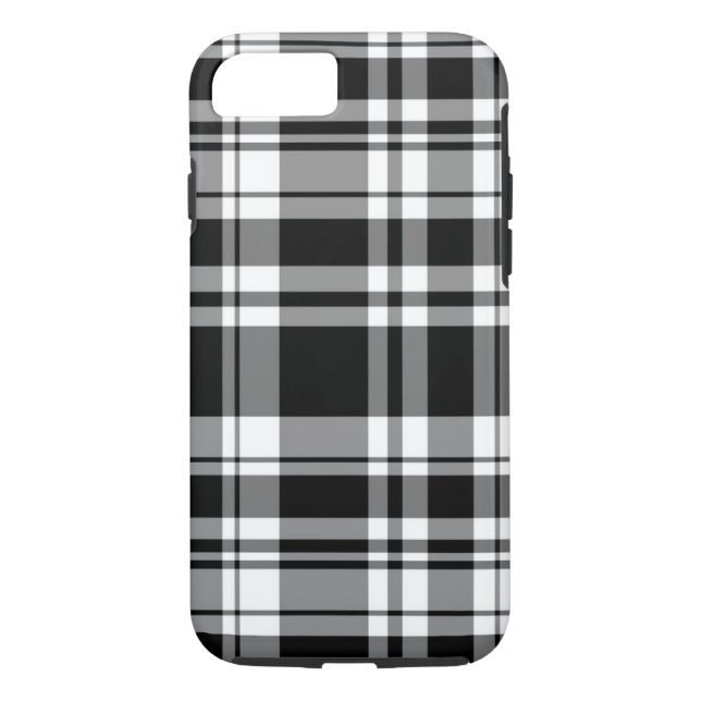 Coques Case-Mate iPhone Élégant classique noir blanc plaid motif (Dos)