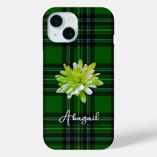 Coque Case-Mate iPhone Élégant classique Vert noir Plaid floral