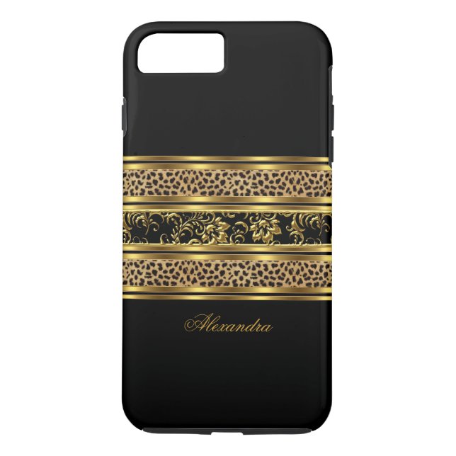 Coques Case-Mate iPhone Élégant Classy Gold Black Leopard Floral (Dos)