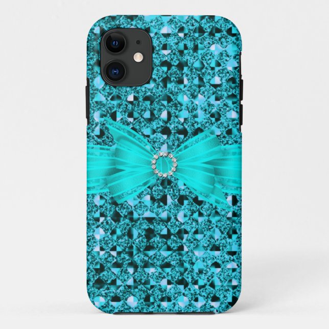 Coques Case-Mate iPhone Elégant Classy Turquoise Bleu Parties scintillant  (Dos)