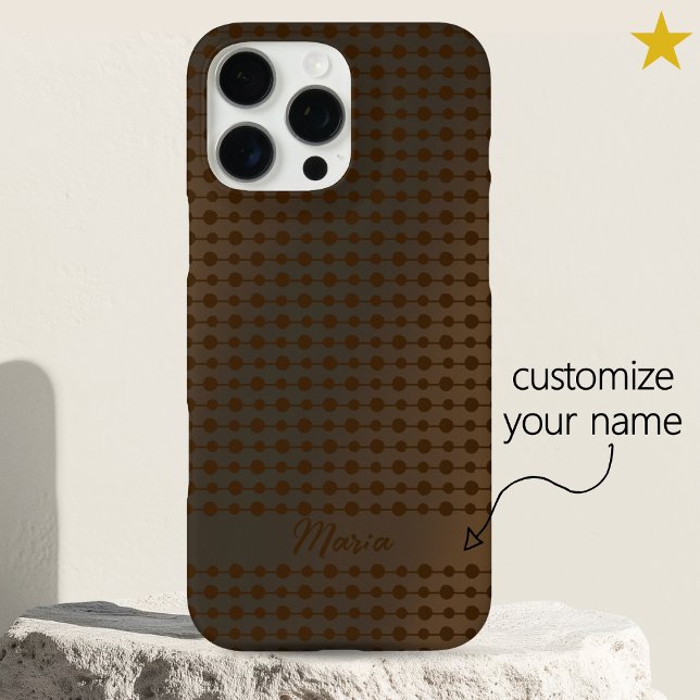 Coques Case-Mate iPhone Elegant Copper Metal Dots Line Pattern Custom Name (Créateur téléchargé)