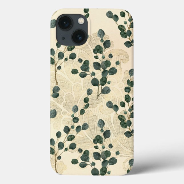 Coques Case-Mate iPhone Elégant Crème Or Whimsical Eucalyptus Verdure (Verso)