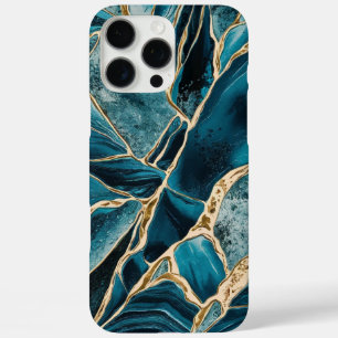 Coque iPhone 16 Pro Max Élégant cuivre Or Turquoise féminin opulent