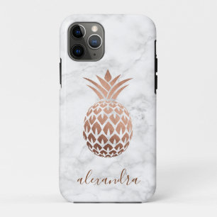 Case-Mate iPhone Case Élégant cuivre rose or blanc marbre ananas