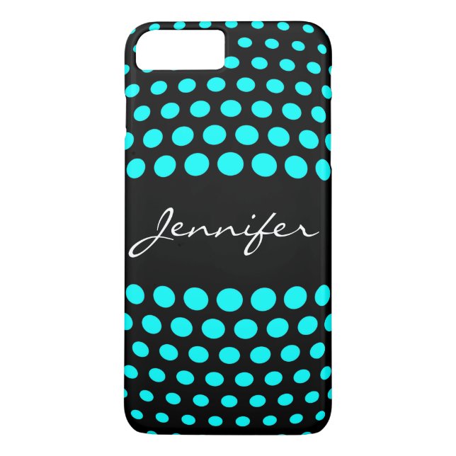 Coques Case-Mate iPhone Élégant Cyan Pois Motif (Dos)