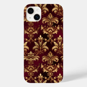 Coque Case-Mate iPhone Élégant Damas bordeaux - Vintage Floral baroque