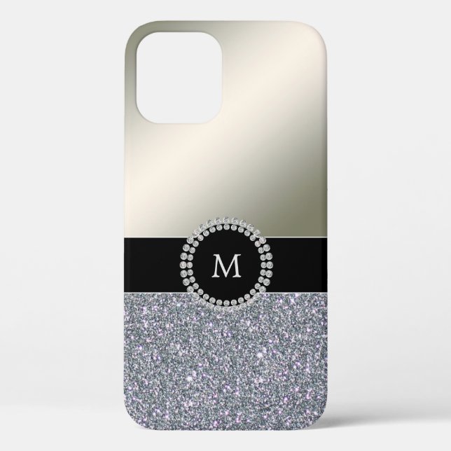Coques Case-Mate iPhone Élégant diamant argent tendance monogrammed (Verso)