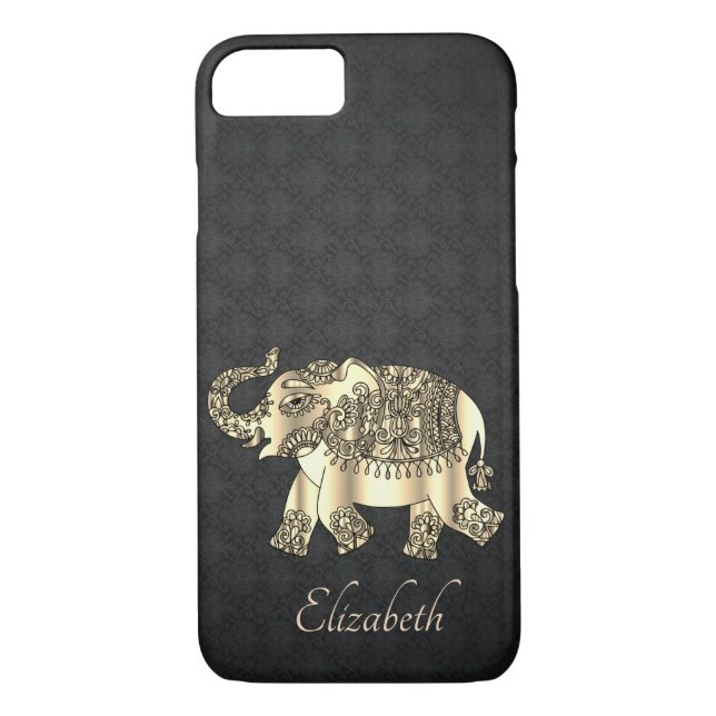 Coques Case-Mate iPhone Elégant Eléphant Paisley Or, Damask Personnalisé (Dos)
