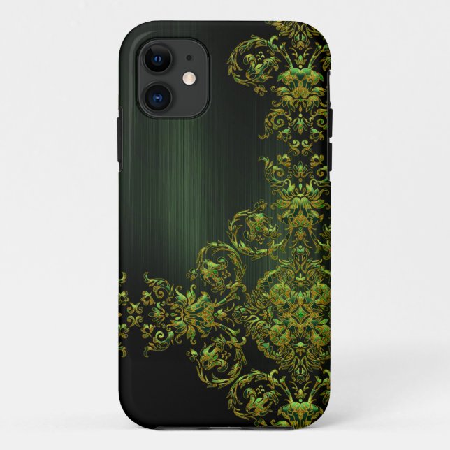 Coques Case-Mate iPhone Élégant Emrald Green Damask (Dos)